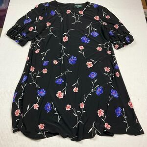 Lauren Ralph Lauren Office Work Dress Floral Short Sleeve Stretch Zip Up Size 12